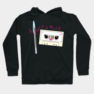 Cute pen and cassette love Hoodie